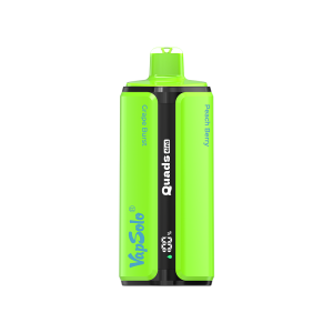 Zöld VapSolo Quads 80K e-cigaretta, Grape Burst és Peach Berry ízesítéssel, fekete középső résszel.