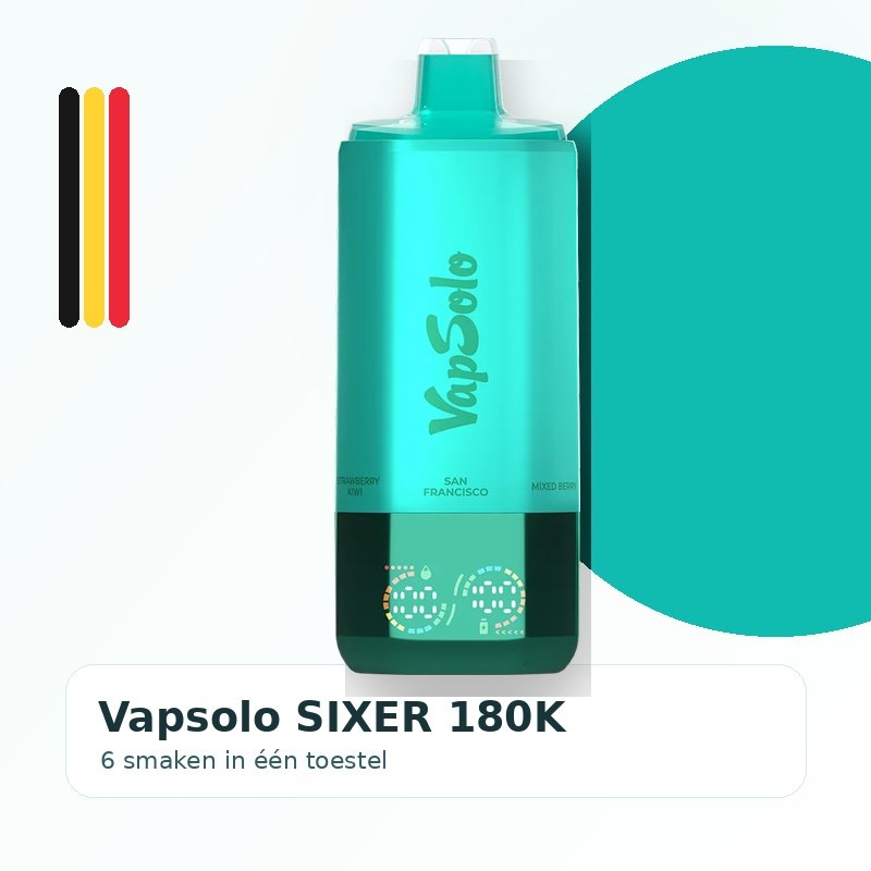 Vapsolo SIXER 180K 6-in-1 vape model voor België